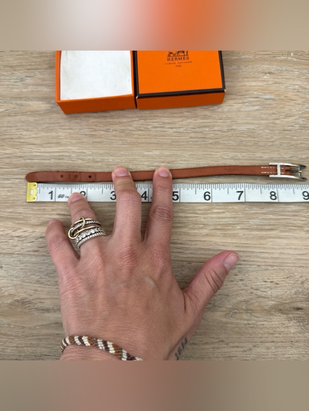 Hermes Brown Leather Bracelet with Silver Buckle Clasp - Picture 5 of 5